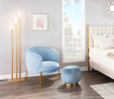 Chloe Contemporary Accent Chair in Gold Metal and Powder Blue Velvet by LumiSource