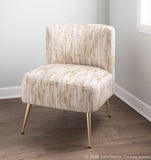 Fran Contemporary Slipper Chair in Gold Metal and Light Brown Fabric by LumiSource