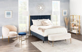 Chloe Contemporary/Glam Headboard in Gold Metal and Blue Velvet by LumiSource