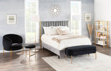 Chloe Contemporary/Glam Headboard in Gold Metal and Grey Velvet by LumiSource