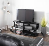 Metro 120 Contemporary TV Stand in Black Wood and Black Glass by LumiSource