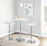 Ale Contemporary Adjustable Barstool in White PU Leather by LumiSource - Set of 2