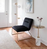 Casper Contemporary Accent Chair in Gold Metal and Black Velvet by LumiSource