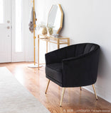 Tania Contemporary/Glam Accent Chair in Gold Metal and Black Velvet by LumiSource