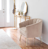 Tania Contemporary/Glam Accent Chair in Gold Metal and Champagne Velvet by LumiSource