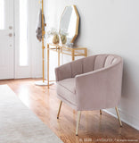 Tania Contemporary/Glam Accent Chair in Gold Metal and Blush Pink Velvet by LumiSource