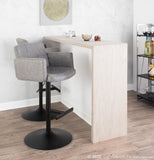 Stout Contemporary Adjustable Barstool with Swivel in Black with Grey Fabric by LumiSource