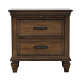 Traditional 2-drawer Nightstand with Pull Out Tray Burnished Oak