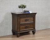 Traditional 2-drawer Nightstand with Pull Out Tray Burnished Oak