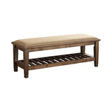 Traditional Bench with Lower Shelf Beige and Burnished Oak