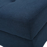 Zahra Contemporary Tufted Fabric Storage Ottoman, Dark Blue and Dark Brown Noble House