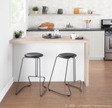 Finn Contemporary Counter Stool in Black Steel and Black Faux Leather by LumiSource - Set of 2