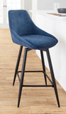 Diana Contemporary Counter Stool in Black Steel and Blue Corduroy by LumiSource - Set of 2