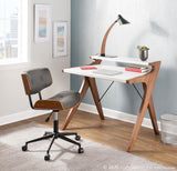 Lombardi Mid-Century Modern Adjustable Office Chair with Swivel in Walnut and Grey by LumiSource