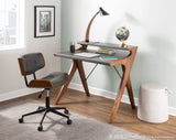Lombardi Mid-Century Modern Adjustable Office Chair with Swivel in Walnut and Grey by LumiSource