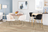Canary Contemporary/Glam Dining Table in Gold Metal and Walnut Top by LumiSource