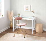 Demi Contemporary Office Chair in Gold Metal and Pink Velvet by LumiSource