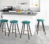 Cavalier Glam Counter Stool in Black Wood and Green Velvet with Gold Accent by LumiSource - Set of 2