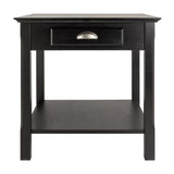 Timber Accent End Table with Drawer, Black