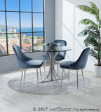 Marcel Contemporary Dining Chair with Chrome Frame and Blue Velvet Fabric by LumiSource - Set of 2