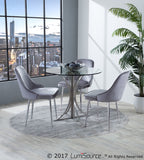 Marcel Contemporary Dining Chair with Chrome Frame and Silver Velvet Fabric by LumiSource - Set of 2