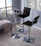 Masters Contemporary Adjustable Barstool with Swivel in Black Faux Leather by LumiSource