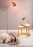 Marcel Contemporary Table Lamp in White Marble, Gold Metal and Blue Glass by LumiSource