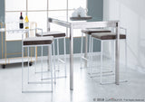 Fuji Contemporary Counter Table in Stainless Steel and Clear Glass by LumiSource 