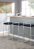 Fuji Contemporary Stackable Barstool in Stainless Steel with Blue Velvet Cushion by LumiSource - Set of 2