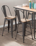 Oregon Industrial High Back Counter Stool in Grey and Brown by LumiSource - Set of 2