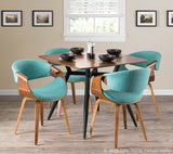 Curvo Mid-Century Modern Dining/Accent Chair in Walnut and Teal Fabric by LumiSource