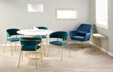 Canary Contemporary/Glam Dining Table in Gold Metal and White Top by LumiSource