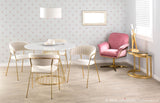 Canary-Tania Contemporary Dining Set in Gold Metal, White Wood and White Velvet by LumiSource