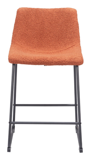 Zuo Modern Smart 100% Polyester, Plywood, Steel Transitional Commercial Grade Counter Stool Set - Set of 2 Burnt 100% Polyester, Plywood, Steel