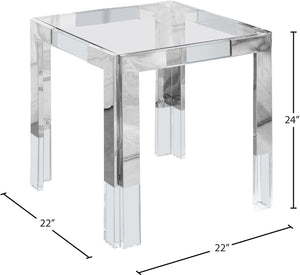 Casper Acrylic / Glass / Stainless Steel Contemporary  End Table - 22" W x 22" D x 24" H