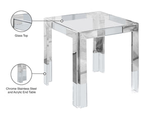 Casper Acrylic / Glass / Stainless Steel Contemporary  End Table - 22" W x 22" D x 24" H