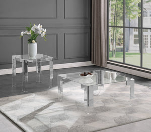 Casper Acrylic / Glass / Stainless Steel Contemporary  End Table - 22" W x 22" D x 24" H