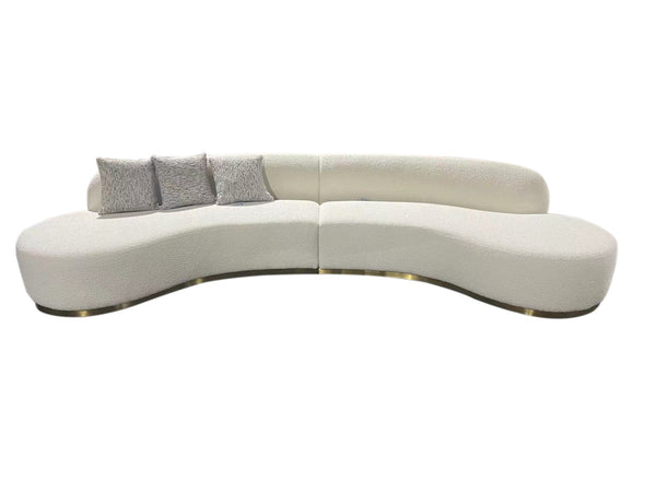 VIG Furniture Divani Casa Frontier - Glam White Fabric Curved Sectional Sofa with Beige Pillows VGOD-ZW-943-WHT-SECT