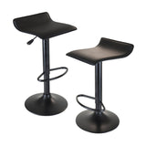 Obsidian Adjustable Swivel Stools, 2-Piece Set, Black