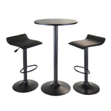 Obsidian 3-Piece Pub Set, Round Table & Adjustable Swivel Stools, Black