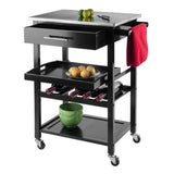 Winsome Wood Anthony Stainless Steel Top Kitchen Cart, Black 20326-WINSOMEWOOD