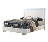 Felicity Contemporary Panel Bed with LED Lighting Glossy White