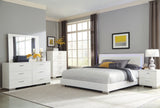 Felicity Contemporary Panel Bed with LED Lighting Glossy White