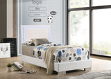 Felicity Contemporary Panel Bed with LED Lighting Glossy White