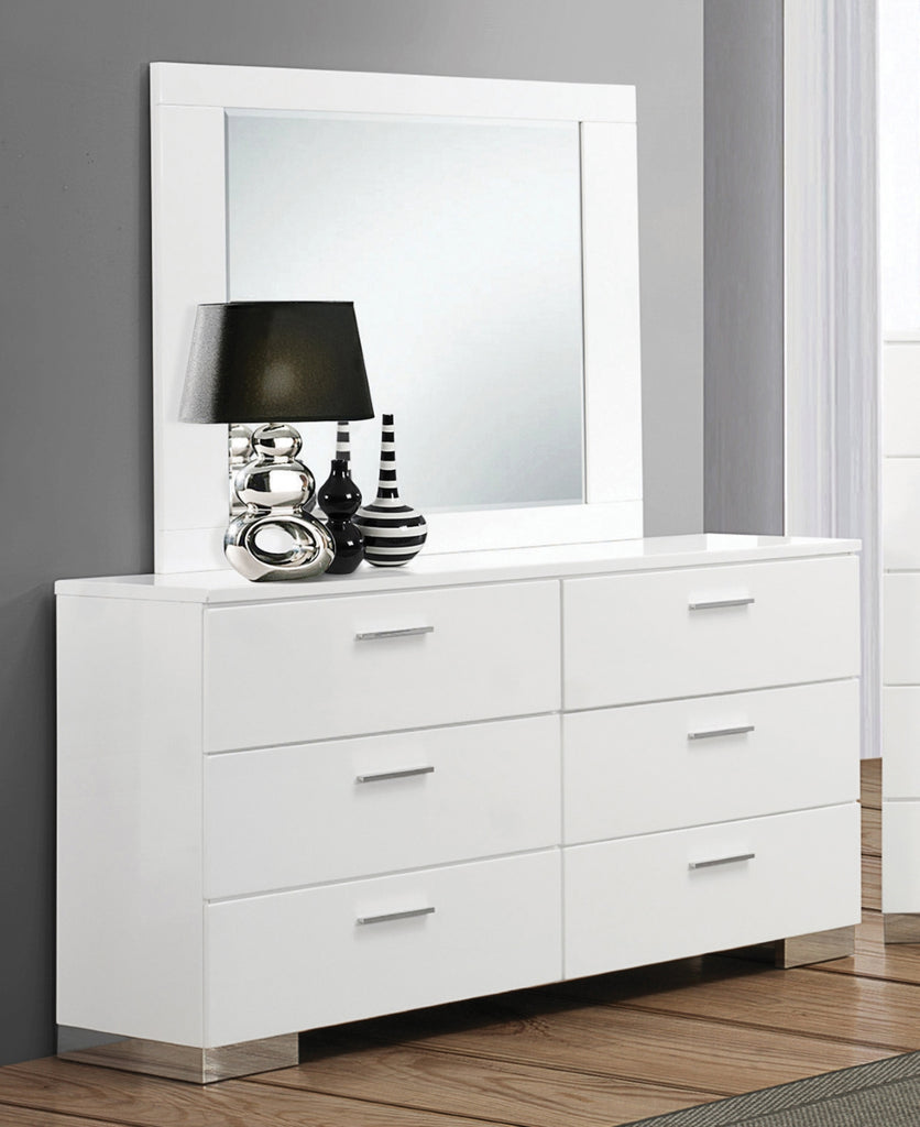 Felicity Contemporary Rectangle Dresser Mirror Glossy White
