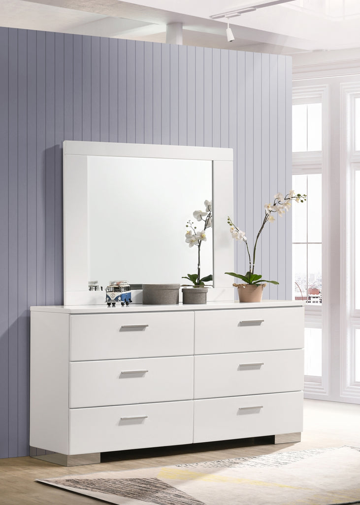 Felicity Contemporary Rectangle Dresser Mirror Glossy White