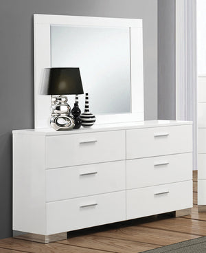 Felicity Sleek High Gloss White Rectangle Dresser Mirror - Modern Design for Stylish Bedrooms