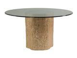 Signature Designs Trunk Segment Round Dining Table With Glass Top-Gold Leaf
