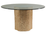 Signature Designs Trunk Segment Round Dining Table With Glass Top-Gold Leaf