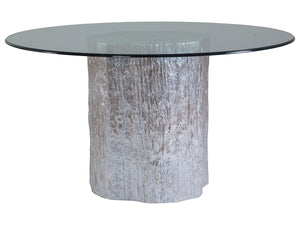 Signature Designs Trunk Segment Round Dining Table With Glass Top - Silver Leaf
